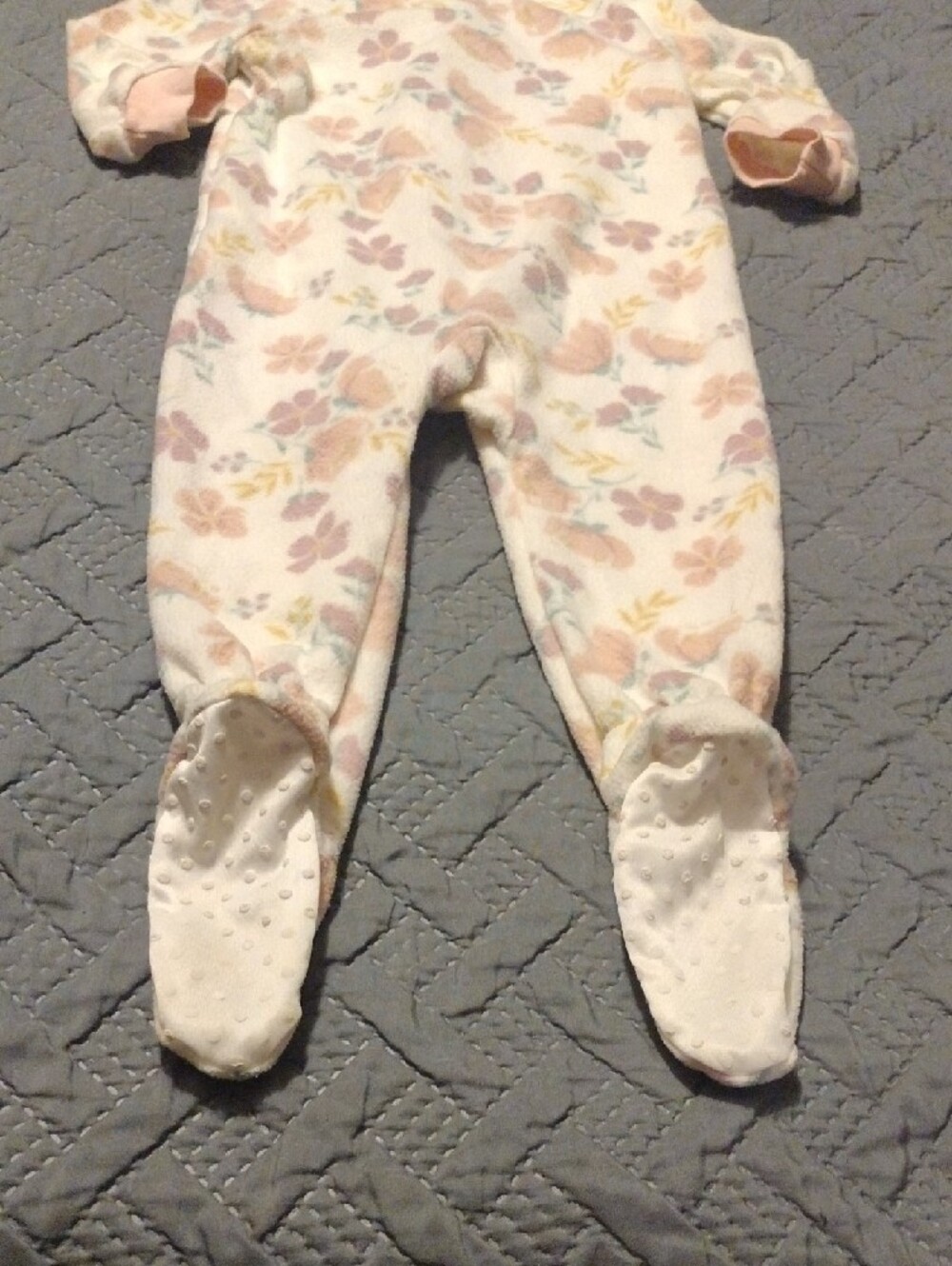 chick pea Cream Floral Footed One-Piece Pajamas - Picture 14 of 14